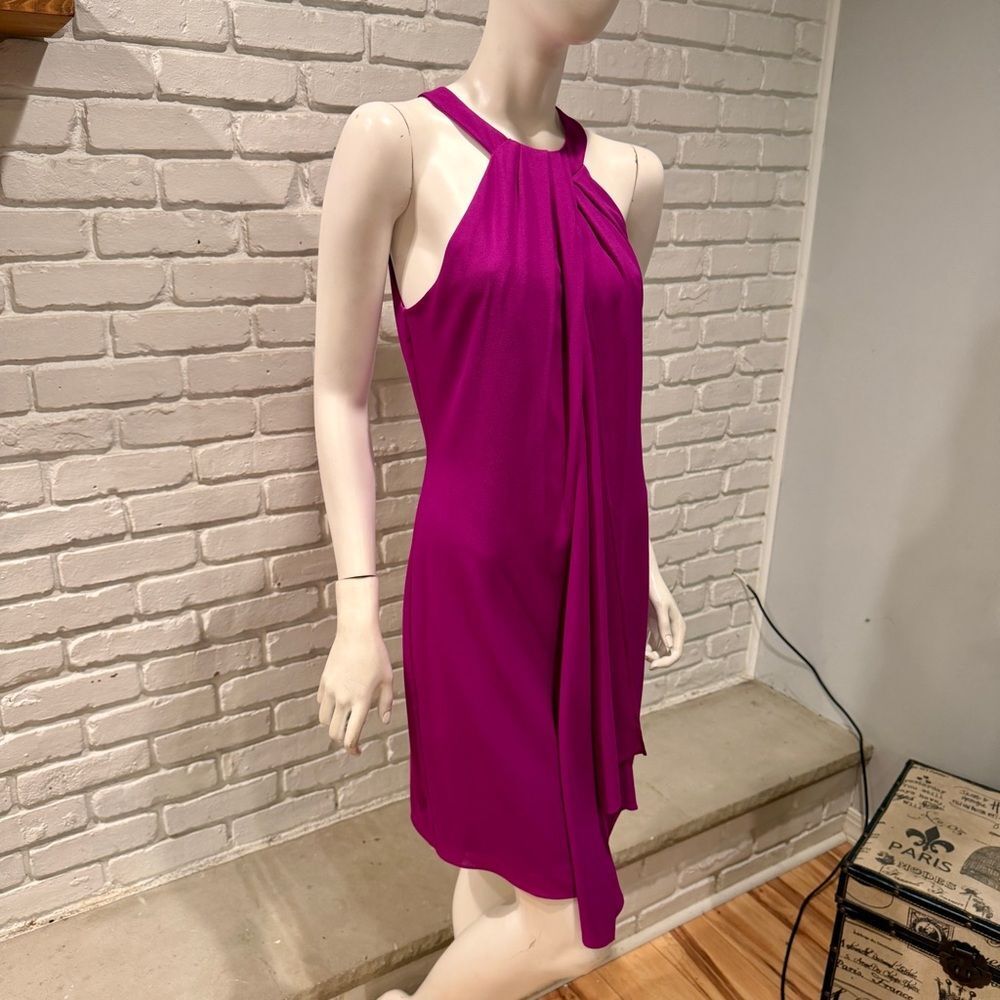 NWT Badgley Mischka Size 4 Fuchsia Pink Halter Cocktail Party Wedding Designer - Picture 3 of 8